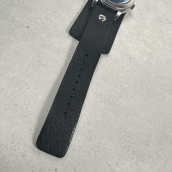 Fossil Big Tic Watch Mens 40mm Black Leather Cuff Grunge Rock New Battery - Picture 6 of 11